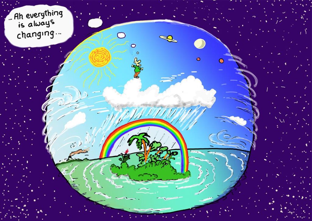 Dave the Cleaner decides the most important thing to know about the universe is that everything is always moving and changing.