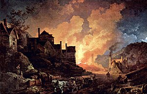 Loutherbourg’s painting of “Coalbrookdale by Night” The area, once a mecca for tourists because of its beautiful streams, woods and vales, now became a symbol of modernity, technological prowess and hell on Earth.