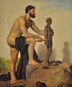 A multitude of religions and mythologies speak of how our human form arose from clay. 

"Prometheus Creating Man in Clay" by Constantin Hansen